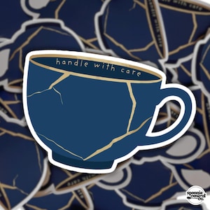 Kintsugi Cup Sticker: Handle with Care, Disability Pride