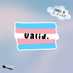 Adesivo con bandiera trans - "Valido". Decorazione Trans Pride per la difesa dei diritti LGBTQ+, l'accettazione e l'inclusività queer.