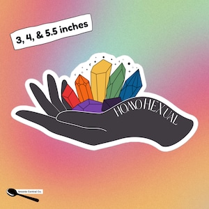 LGBTQ Pride Rainbow Crystal Hand Sticker, "Homohexual" heks magische astrologie sticker, queer spirituele geschenken, Witchy queer kunst