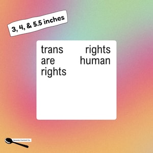 Sticker Transrechten zijn mensenrechten - op Charli XCX Brat geïnspireerd vierkant vinyl decal, LGBTQ+ Pride, transgenderactivisme, cadeau voor sociale rechtvaardigheid