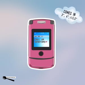 Telefon-Anruf Ur Senators Retro Aufkleber | Pink Motorola Handy Y2K Style | Politische Fürsprache & Aktivismus Abziehbilder