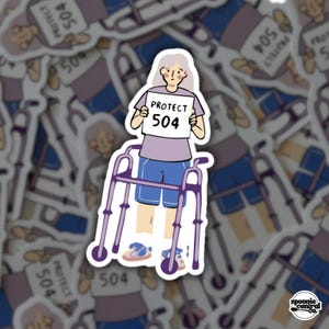 Protect 504 Sticker: Disability Awareness, Purple Rollator