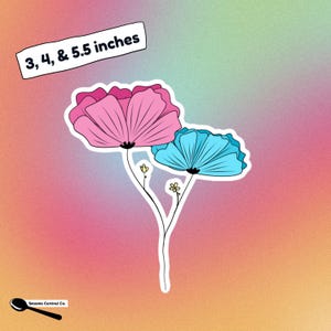 Pansexual Pride Blumen Aufkleber, Mohn Design LGBTQ+ Regenbogen Flagge Aufkleber, Queer Pride Accessoire, Vinyl LGBTQ Aufkleber für Laptop & Wasserflasche