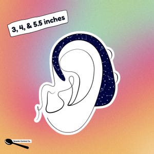Sticker oor hoortoestel lijntekeningen met wit sterrenbeeldpatroon – Sticker doofheid voor laptops, telefoons en meer