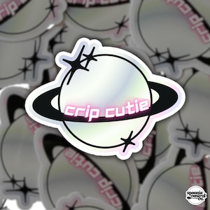 Crip Cutie Sticker: Neon Y2K Saturn, Disability Pride Decal