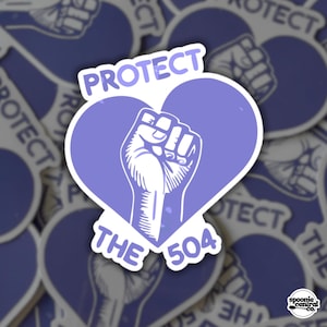 Protect Section 504 Sticker: Disability Justice, Purple Heart Hand