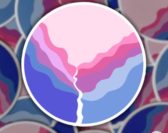 Bisexual Pride Flag Sticker: Subtle Mountain Design Vinyl Decal