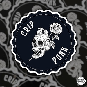 Crip Punk Sticker: Skull & Flower Vinyl Decal