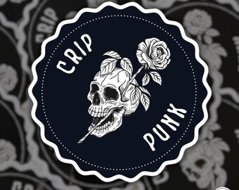 Crip Punk Sticker: Skull & Flower Vinyl Decal