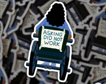 Disability Awareness Sticker: 504 Protest, Wheelchair User Design