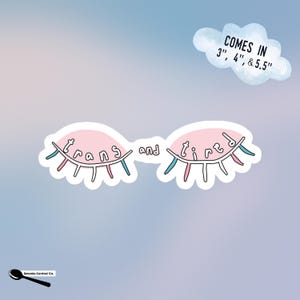 Sticker transgender en moe met wimpers, LGBTQ+ Queer Pride-sticker voor transgender en niet-binaire identiteitsuitdrukking