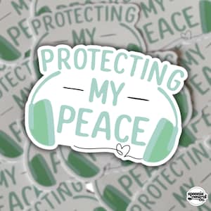 Pegatina "Auriculares que protegen mi paz" / Auriculares para necesidades sensoriales y orgullo por la neurodiversidad / Decoración para aliviar la sobreestimulación