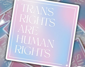Trans Rights Are Human Rights Sticker: Pride Flag Colors Vinyl Decal
