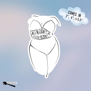 Zelfacceptatie Sticker All Bodies Are Good Bodies | Schattig middelgroot modeloverzicht, krachtige bevestiging, LGBTQ+-decor, inclusief cadeaus