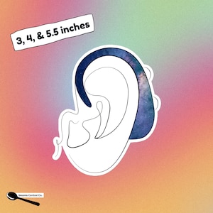 Galaxy Hearing Aid Line Art Sticker: Deaf Pride Assistive Technology