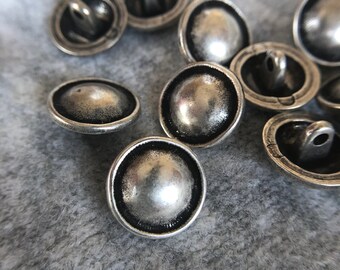 Boutons en dôme bord argent vieilli 5/8" 15 mm (6 PC)