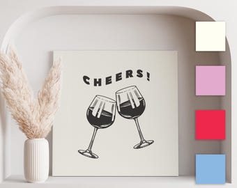 乾杯！ワインプリント、レトロなバーカートアート（デジタルダウンロード）