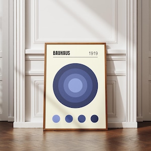 Bauhaus Poster Minimalist Geometric Wall Art Printable Modern Art Instant Digital Download Blue Abstract Circles Bauhaus Style Print 1919