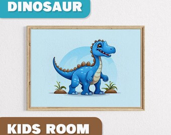 Lámina de dinosaurio T-Rex de dibujos animados, decoración de pared para habitación infantil (descarga digital)