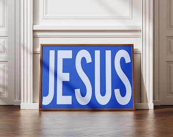 Jesus Typography Print, Trendy Christian Wall Art (Digital Download)