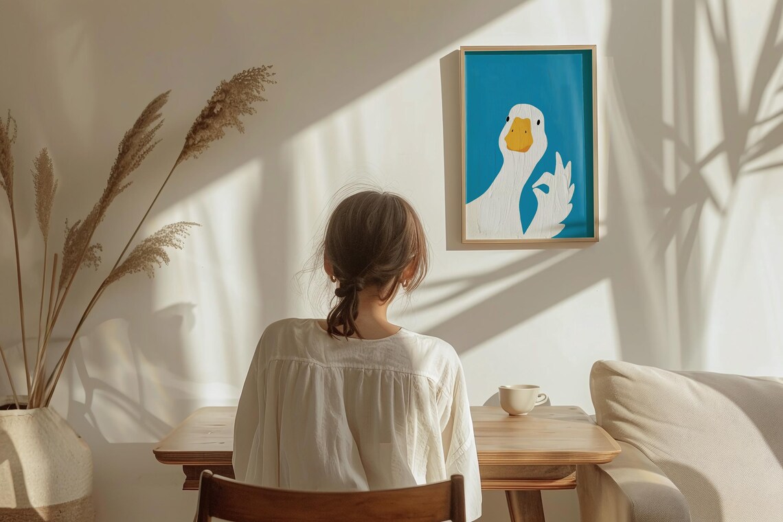 Funny Bathroom Wall Art Printable Retro Toilet Print Silly Goose Wall ...