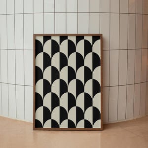 Bauhaus Kunstdruck Dekor Monochrom Vintage Wand Kunst Neutral Modernist Muster sofortiger Download Retro geometrische Wohnkultur schwarz & beige