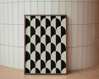 Bauhaus Art Print, Monochrome Geometric Pattern (Instant Download)