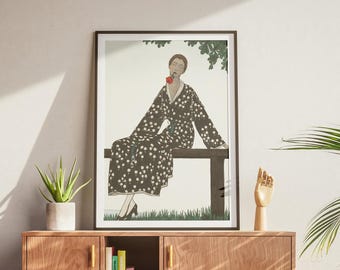 Woman Portrait Art Print | Retro Feminine Wall Decor (Digital Download)
