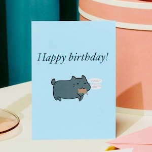 Birthday greeting card with cat or dog motifs. Ready for digital use, and you can also print it yourself at home, or in a print shop.Lovely.