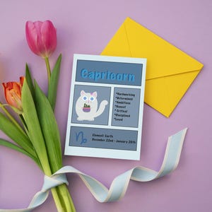 Saludo de cumpleaños inspirado en tu horóscopo personal. En inglés. Listo para usar en formato digital o imprimirlo tú mismo. ¡El regalo perfecto!