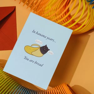 Carte de voeux d'anniversaire avec un chat rigolo. En anglais et en espagnol. Prête à être utilisée numériquement, ou vous pouvez également l'imprimer vous-même. Un cadeau parfait !