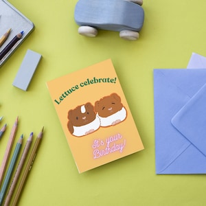 Saludo de cumpleaños: Tarjeta de cumpleaños para conejillo de indias. Una tarjeta preciosa para los amantes de los animales. Lista para usar digitalmente o también para imprimir. ¡El regalo perfecto!