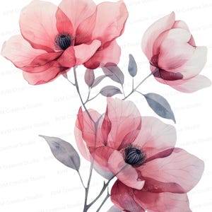 5 Watercolor Poppy Clipart: Floral Wall Art, Junk Journal (Digital Download)