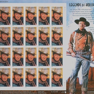 2004 John Wayne, Legends of Hollywood, Sheet (20 stamps) Mint, NH, OG, S, authentic original, free domestic shipping; Cat Value: 39.00 USD