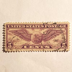U.S. Air Mail 5c, Pilot Wing&#39;s Insignia; rectangular shape; Scott C-16, Issued 1931, Light cancel V/F, NH, NG