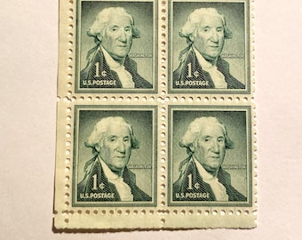 1954 George Washington 1c PB/4; Serie Liberty, Scott 1031, M/NH Og