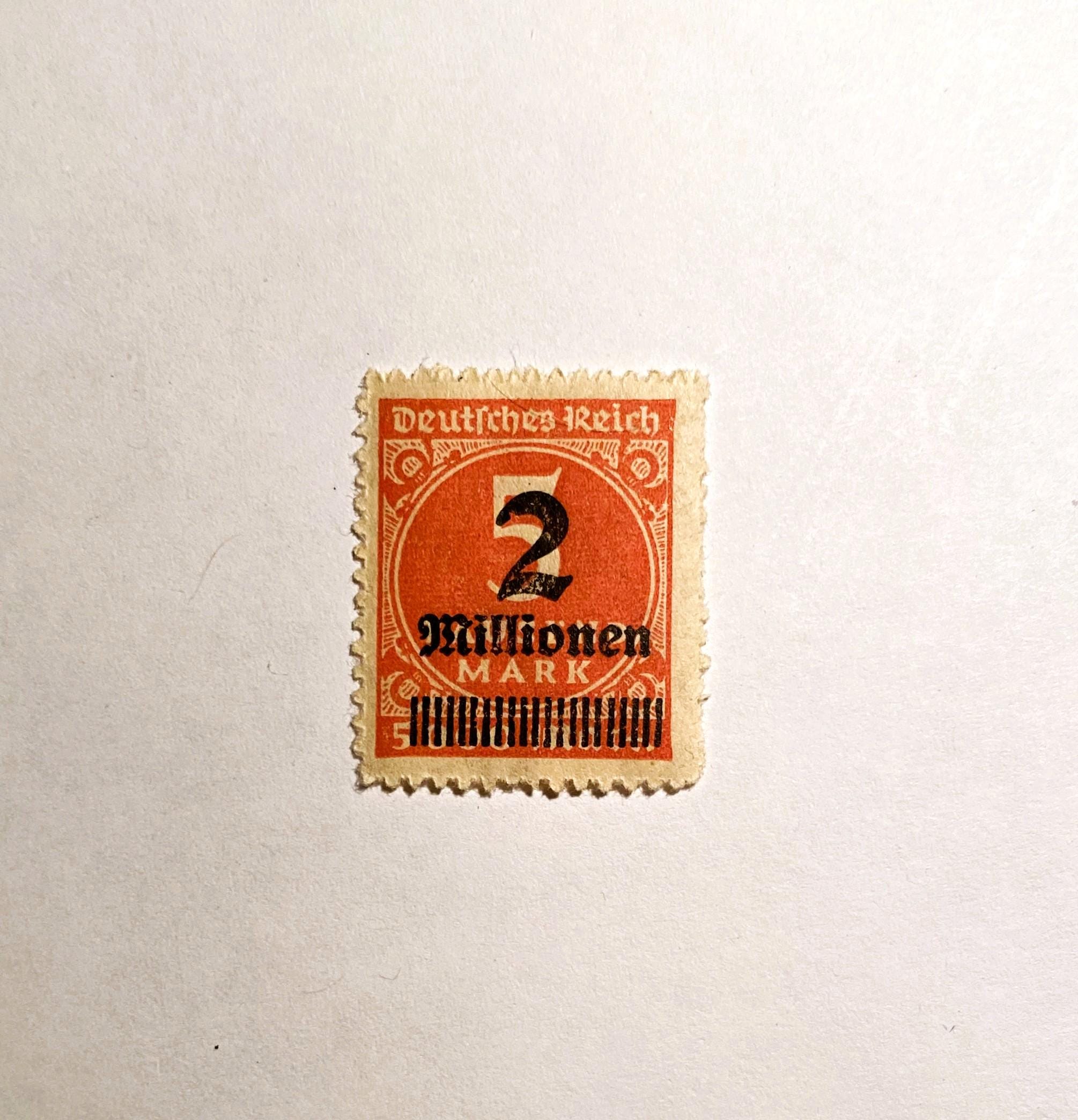 1923年ドイツのハイパーインフレ切手：200万マルク、500万平方メートル