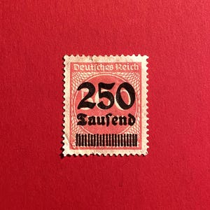 Rare 1923 German Empire Stamp: 250T on 500m, Rose, MNH