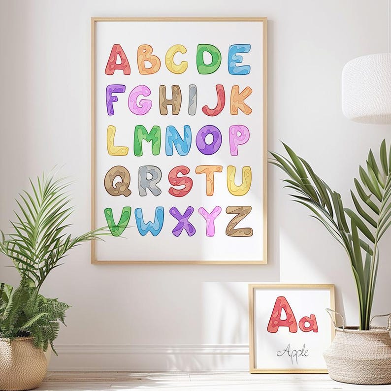 Colorful Alphabet Chart: ABC Printable Posters & Flashcards (digital ...