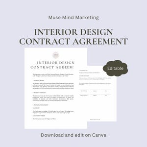 Simple Interior Design Contract - E-Design Contract - Interior Designing Contract - Interior Design Agreement