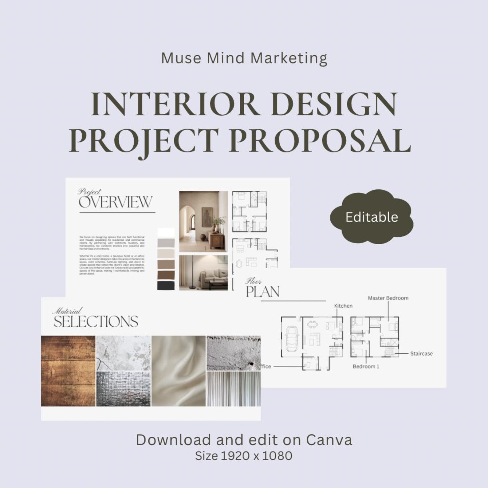 Interior Design Project Proposal Template - Editable Mood Board (canva ...