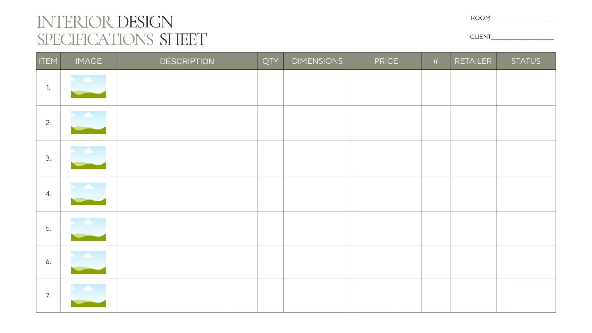 Interior Design FF&E Schedule Template - Editable Canva (digital ...