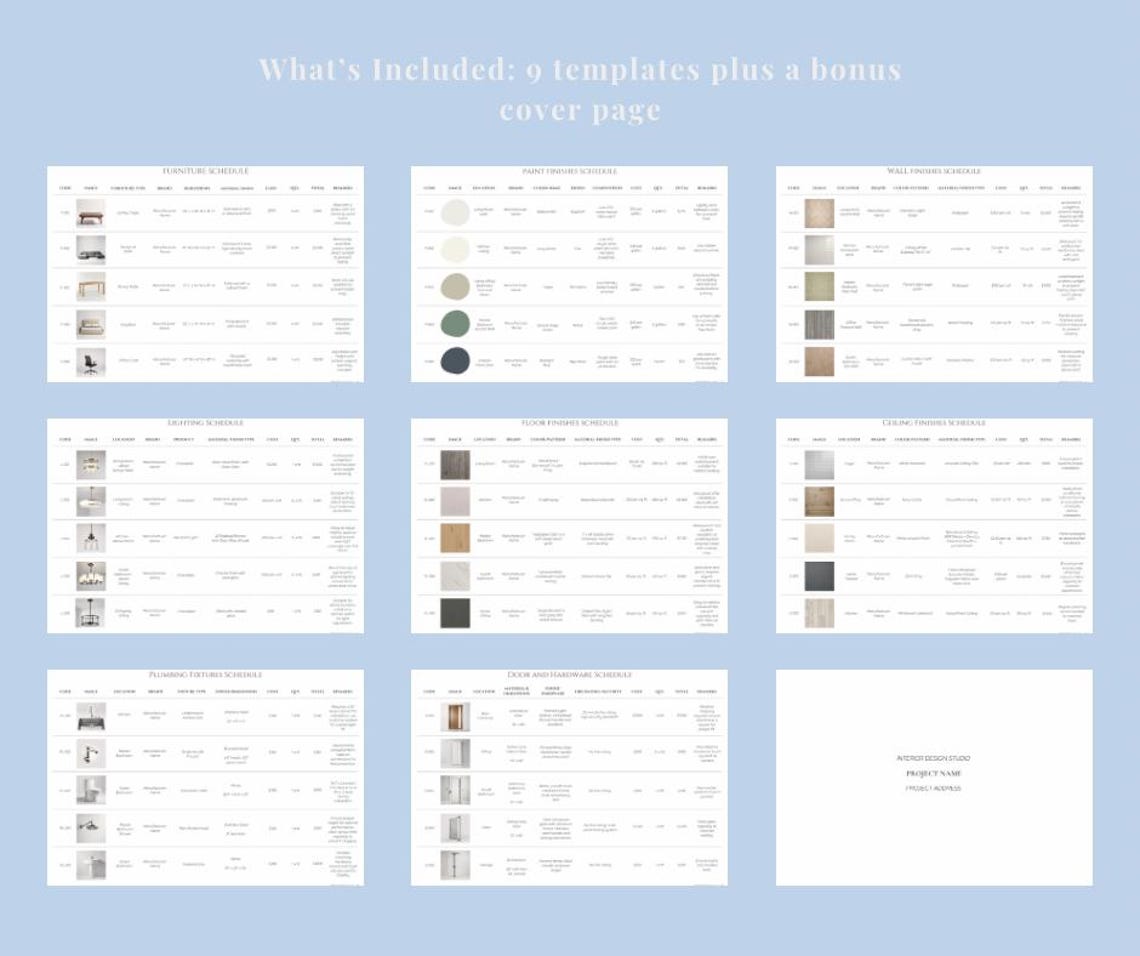 Interior Design FF&E Schedule Template: Canva Editable (digital ...