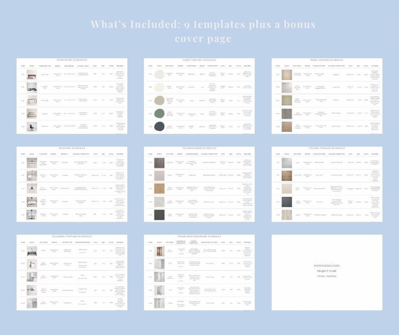 Interior Design FF&E Schedule Template: Canva Editable (digital ...