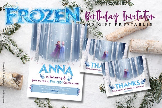 FROZEN 2 Party invitation - Winter Birthday Invitation - Frozen parties Printable digital file Il_570xn