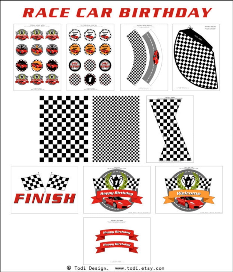 race-car-birthday-party-printables-instant-download-etsy