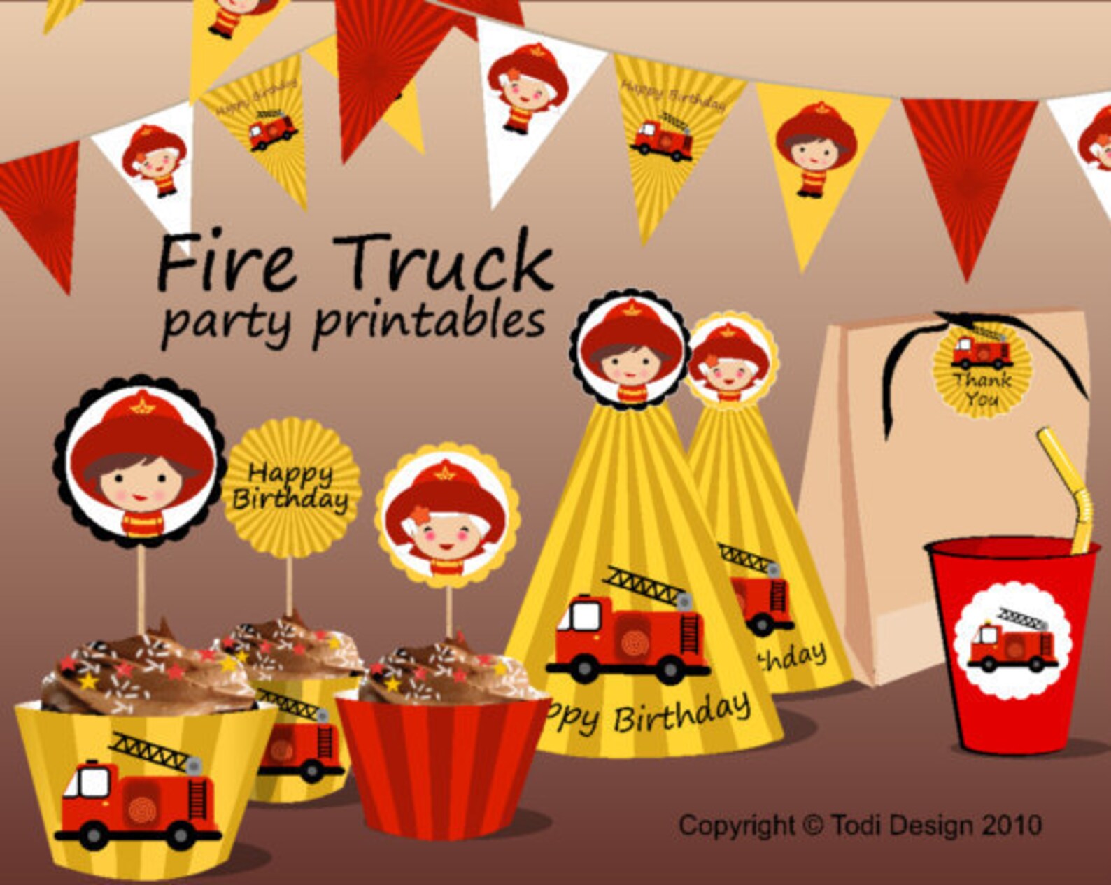 Fire Truck Birthday Party Printables&amp; Invitation Design - Etsy