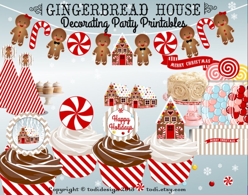 Gingerbread House Decorating Party Printables INSTANT Etsy Gingerbread House Decorating Party Printables INSTANT Etsy
