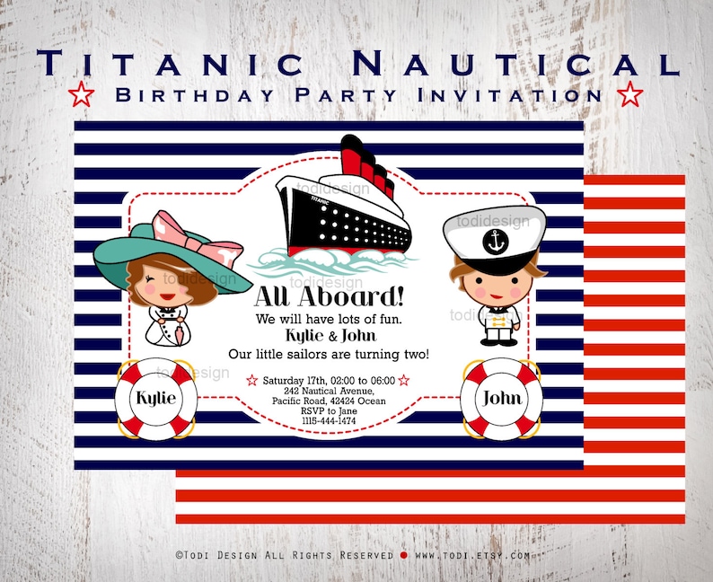 Titanic Nautical Birthday Party Invitation Design Printable | Etsy