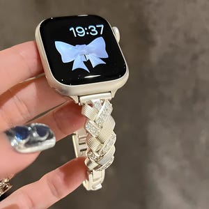 Bracelet diamant de luxe pour Apple Watch, Bracelet iWatch pour femme 45 mm 44 mm 42 mm 41 mm 40 mm 38 mm, Bracelet en métal de luxe pour femme, Apple Watch 10 et Ultra2